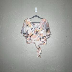 Molly Bracken Floral Wrap Top Women's Medium Blouse